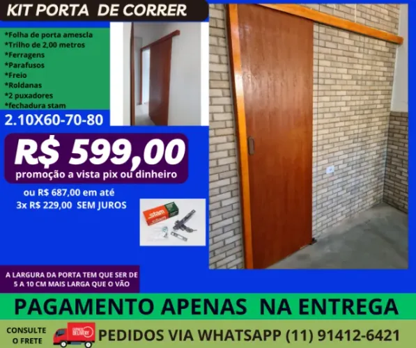 porta suspença com Puxador de correr- pagamento na entrega