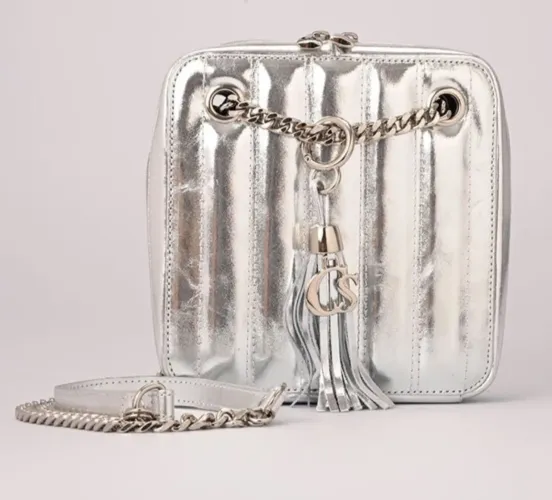 Bolsa de couro legítimo Prata -Carmem Steffens 