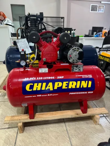 Compressor Chiaperini 110L Pressão de 140 Libras Motor 2cv Mono 10pes - Novo