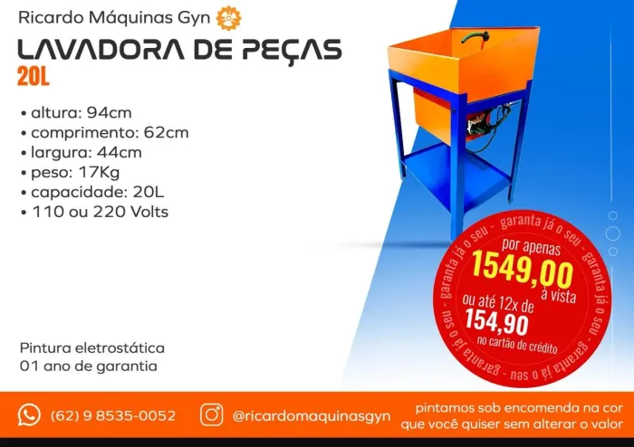 Lavadora de peças 20 Litros 220v monofásica