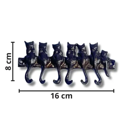 Porta Chaves Cabide Tema Gatinhos Em Bronze Preto Decoração