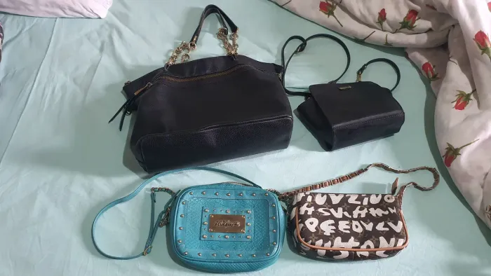 Lote 3 bolsas couro legítimo luz da lua