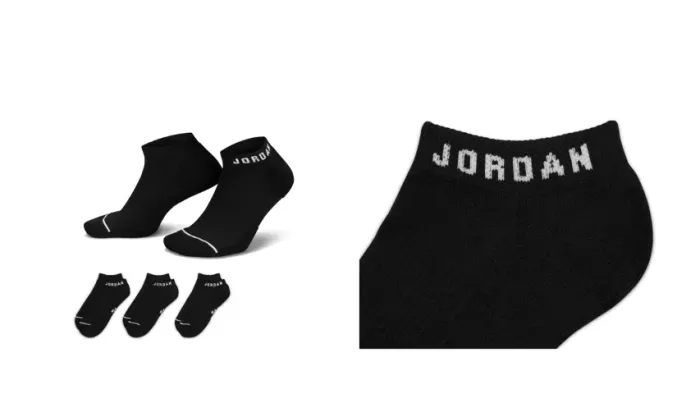 Kit 3 Pares de Meias Air Jordan Everyday - Pretas - Mod Invisível - Novas