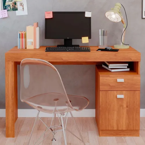 Escrivaninha Para Notebook Permobili Melissa 1 Gaveta 1 Porta Branco - Cinamomo 