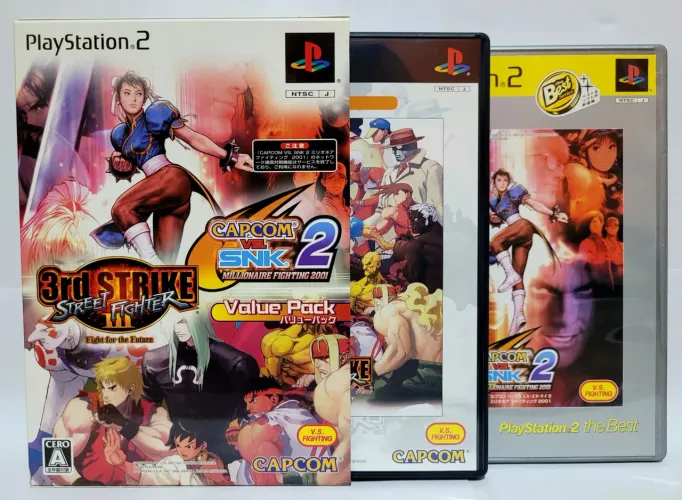 Capcom vs. SNK 2 e Street Fighter 3rd Strike - Box original japonês para PS2