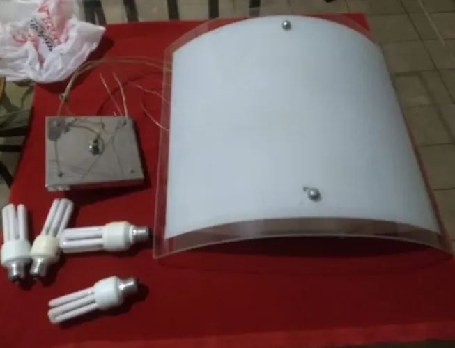 lustre em aço escovado e vidro grande 