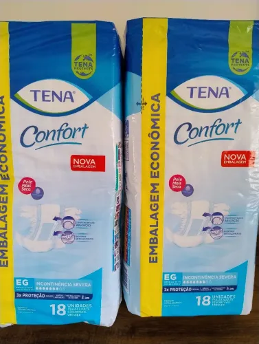 36 Fraldas (02 pcts)  TENA Confort EG - Kit com 2 embalagens com 18 unidades cada.