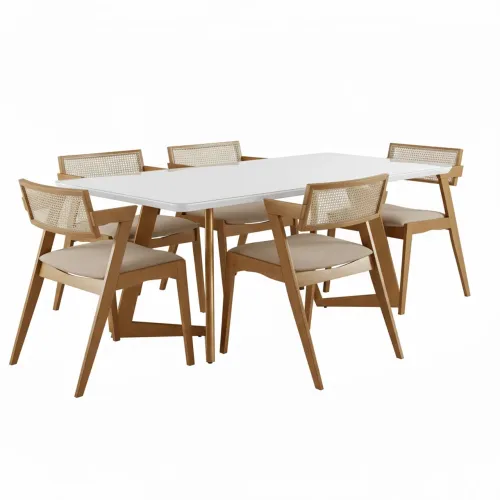 Mesa de Jantar Florença 6 Cadeiras Madeira Maciça tt43