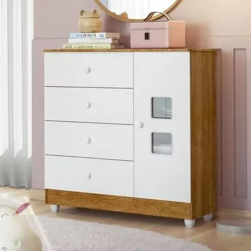 Cômoda Infantil 1 Porta 4 Gavetas Life 