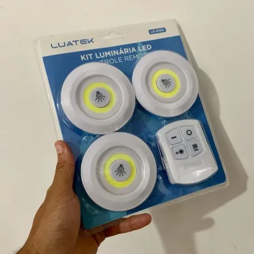 Kit de 3 Luminárias LED com Controle Remoto LK-3100 Luaetek
