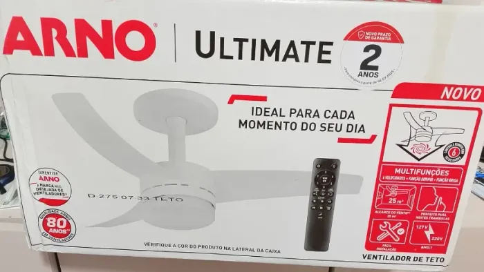 Ventilador De Teto Arno Ultimate Preto bivolt