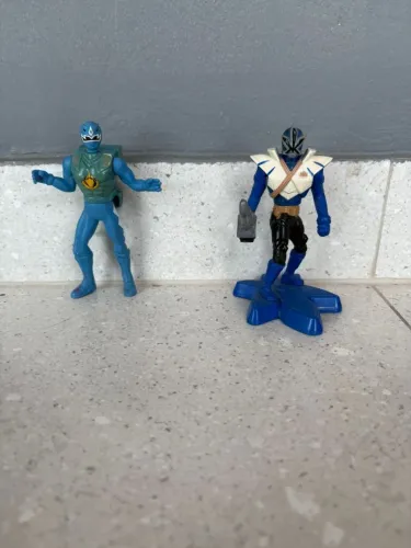 Kit 2 Bonecos Power Rangers Azul - Dino Thunder e Super Samurai - McDonald's
