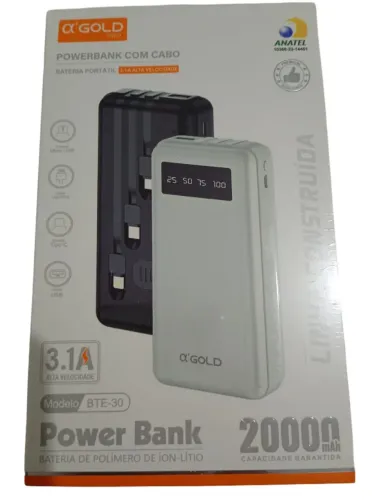 Carregador Portátil Power Bank 20000 Para iPhone E<br><br>Samsung Preto Universa