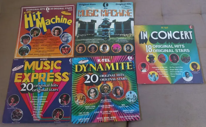 Disco vinil LP 05 discos Coleção k-Tel music express dynamite hit music machine in concert