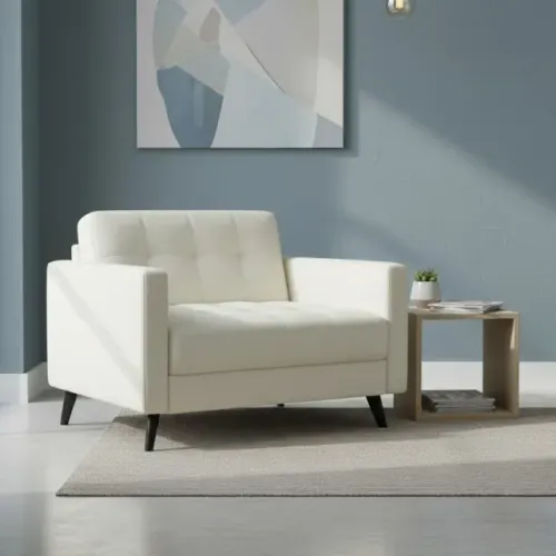 Poltrona Escritório ROMA 2 Lugares Corino Cor Nude Conforto Estilo Sofisticado 60071