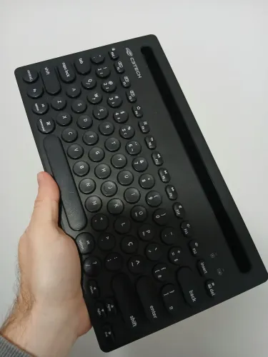 Teclado Bluetooth sem fio C3Tech com base para Tablet celular Qwerty Português ABNT BR