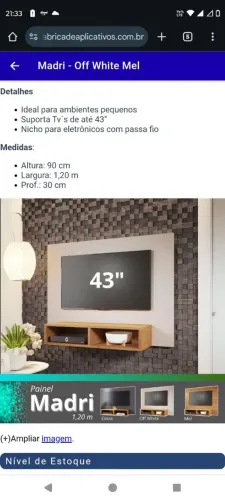 Painel para televisão 43 polegadas 