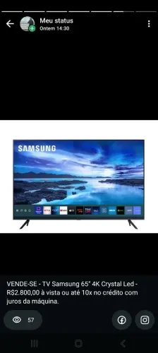 TV Samsung 65" 4K Crystal Led