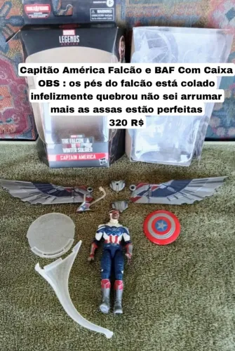 Capitão América falcão e Baf da asas Marvel legends atenção ao falcão
