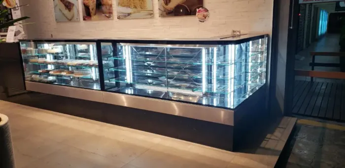 vitrine refrigerada ou aquecida sob medida inox 