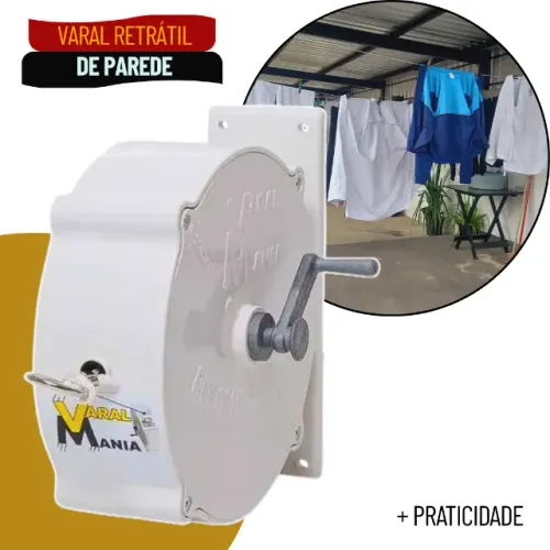 Varal de Parede Retrátil Recolhível 30 Metros para Roupas - SCS98
