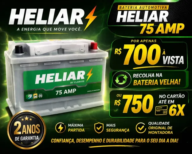 Bateria Heliar 75Amp 2 Anos De Garantia $699,99 Original De Montadora