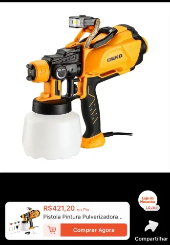 Pistola de pintura Deko com led 220v