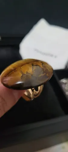 Anel de pedra natural banhado a ouro 18k