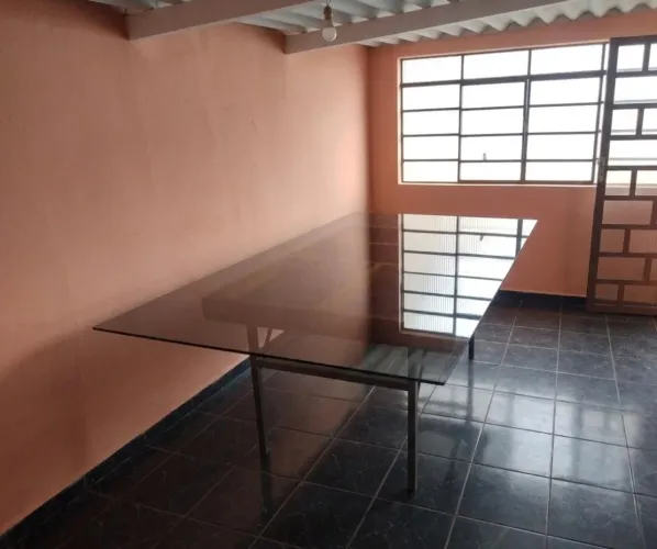 Mesa Moderna de Vidro Grande Estilo Industrial