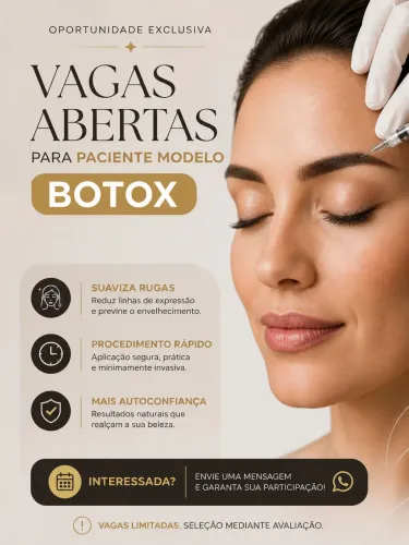 Vagas LIMITADAS para paciente modelo para BOTOX