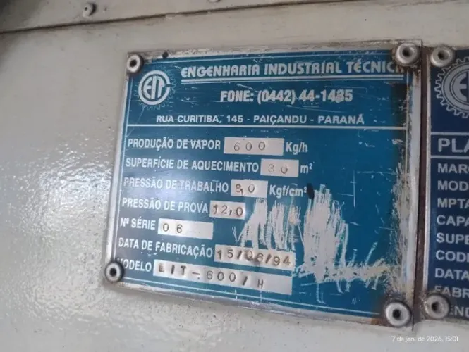 Caldeira Lenha 600kgv/h
