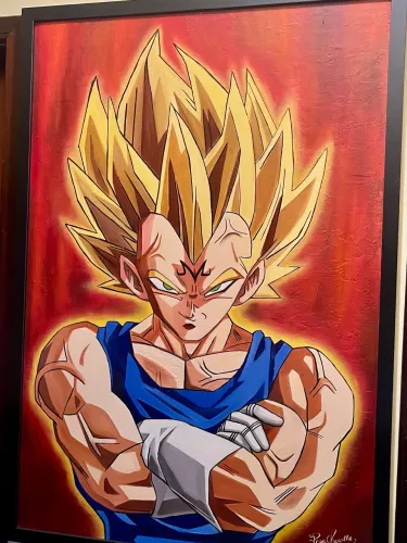 Vegeta óleo sobre tela com moldura