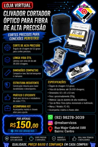 Clivador / Cortador Óptico de Alta Precisão FTTH - Para Fibra Monomodo e Multimodo!
