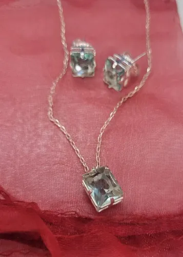 Conjunto brinco e colar prata 925