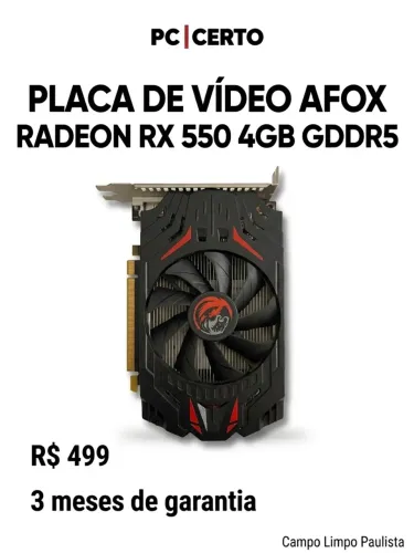 Placa de Vídeo AFOX Radeon RX 550 4GB GDDR5