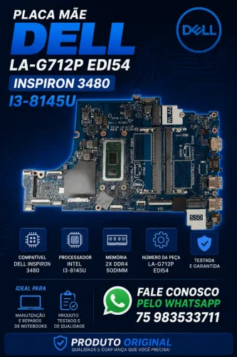 PLACA MÃE NOTEBOOK DELL INSPIRION 3480 i3-8145 DDR4