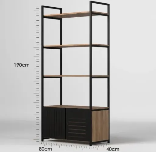 Estante estilo industrial preta 1,90