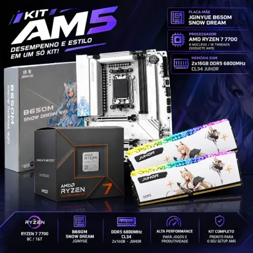 KIT AM5 B650m Snow Dream + Ryzen 7 7700 + 2x16Gb DDR5