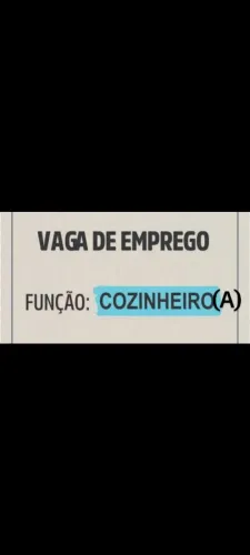 Vaga de cozinheira c/ experiência 