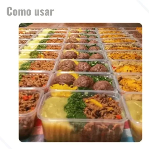 Kit de 24 potes descartáveis marmitas fitness com 750ml