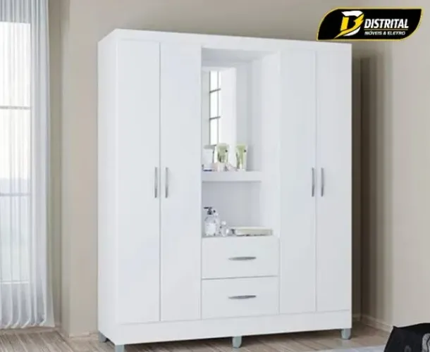 Guarda Roupa Cordoba 4 Portas 2 Gavetas com Espelho Oferta