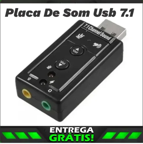 Placa De Som Usb 7.1 Adaptador Audio P2 P3 Pc Notebook