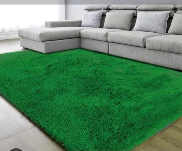 Tapete shaggy peludo, novo verde grama 