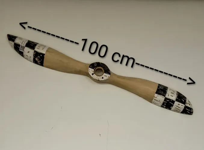 Linda hélice decorativa de avião antigo, em madeira com (100 cm) de comprimento