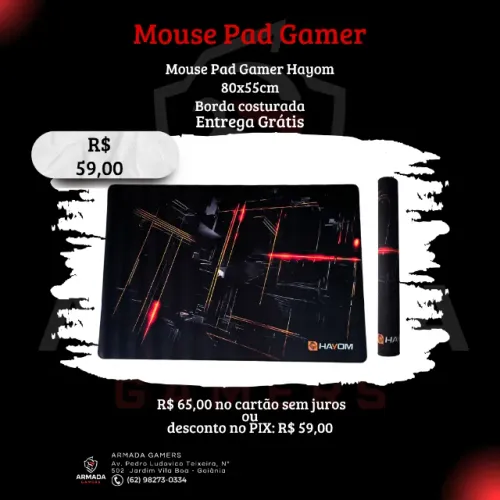 EMTREGA GRÁTIS - Mouse Pad Hayom 80x55cm, com borda costurada!