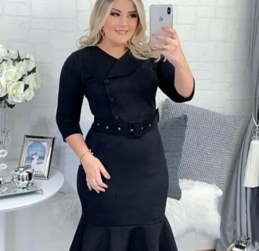 Vestido Midi em Suede com Cinto - Elegância e Conforto