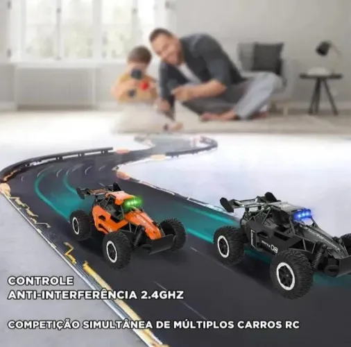 Carrinho de controle remoto laranja offroad recarregável