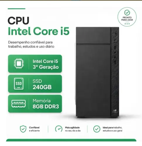 Pc Computador Intel Core I5 Ssd 240gb | 8gb Ram | Preto