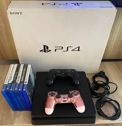 PlayStation 4 Slim 2 Controles e 6 Jogos