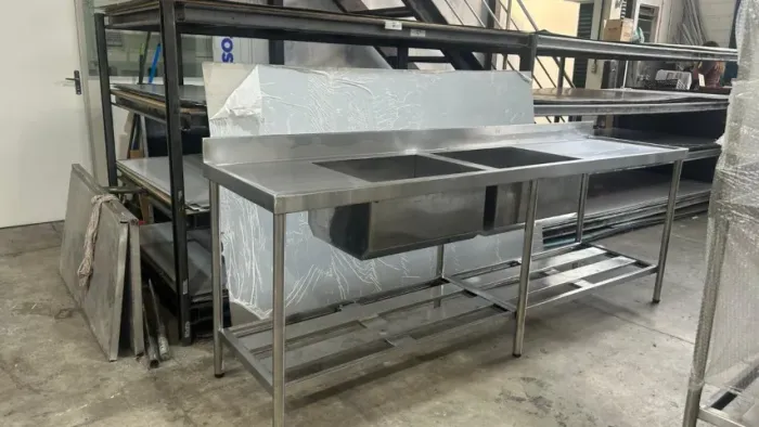 Pia Industrial Inox 2 Cubas Estrutura Reforçada Comercial